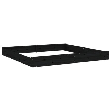 Bac à sable jeu enfant aire de jeux jardin extérieur avec sièges carré bois de pin massif noir 02_0041525