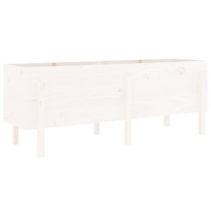Jardinière bac lit surélevé plantes fleurs terrasse jardin de jardin 160 x 50 x 57 cm bois de pin massif blanc 02_0039378