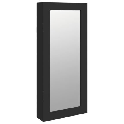 Armoire à bijoux meuble rangement organisateur chambre vestiaire salle de bain avec miroir murale 30 x 8,5 x 67 cm noir 02_0022840