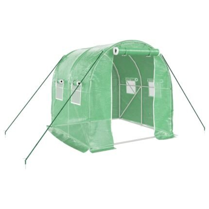 Serre tente abri plante fleur légumes avec cadre en acier 4 m² 2 x 2 x 2 m vert 02_0044584
