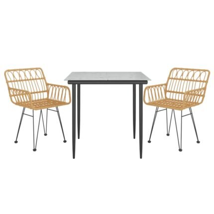 Ensemble de salle à manger de jardin meuble extérieur 3 pièces résine tressée 02_0013682