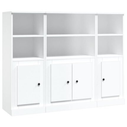 Buffet bahut commode armoire meuble de rangement organisateur cuisine salle de séjour salons 3 pcs bois d'ingénierie blanc 02_0036994