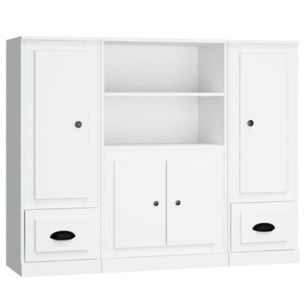 Buffet bahut commode armoire meuble de rangement organisateur cuisine salle de séjour salons 3 pcs bois d'ingénierie blanc 02_0037010