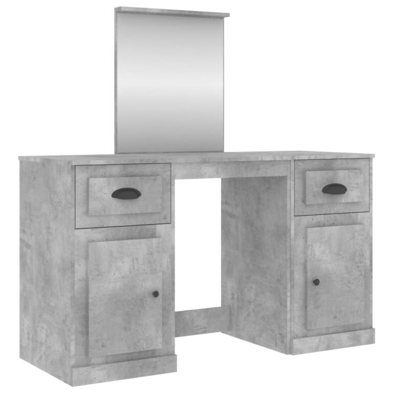 Coiffeuse avec miroir meuble chambre 130 x 50 x 132,5 cm gris béton 02_0006260