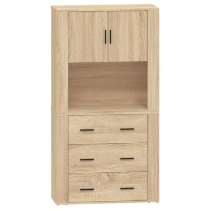 Buffet bahut commode armoire meuble de rangement organisateur cuisine salle de séjour salon haut sonoma bois d'ingénierie marron 02_0034218