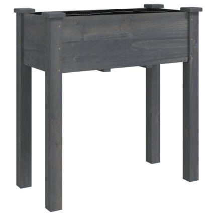 Jardinière bac lit surélevé plantes fleurs terrasse jardin avec doublure 71 x 37 x 76 cm bois massif de sapin gris 02_0038142