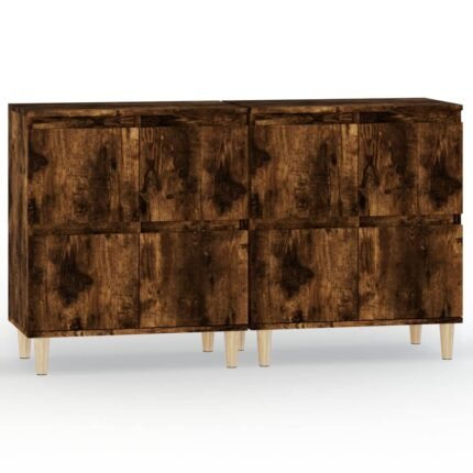 Buffet bahut commode armoire meuble de rangement organisateur cuisine salle de séjour salons lot de 2 60 x 35 x 70 cm bois d'ingénierie marron 02_0036744