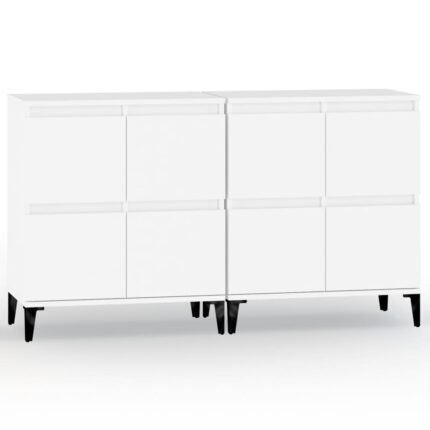 Buffet bahut commode armoire meuble de rangement organisateur cuisine salle de séjour salons lot de 2 60 x 35 x 70 cm bois d'ingénierie blanc 02_0036682