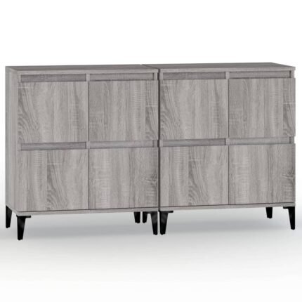 Buffet bahut commode armoire meuble de rangement organisateur cuisine salle de séjour salons lot de 2 sonoma 60 x 35 x 70 cm bois d'ingénierie gris 02_0036965
