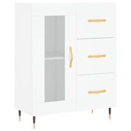 Buffet bahut commode armoire meuble de rangement organisateur cuisine salle de séjour salon 69,5 x 34 x 90 cm bois d'ingénierie blanc 02_0030476