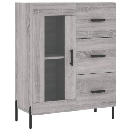 Buffet bahut commode armoire meuble de rangement organisateur cuisine salle de séjour salon sonoma 69,5 x 34 x 90 cm bois d'ingénierie gris 02_0036461