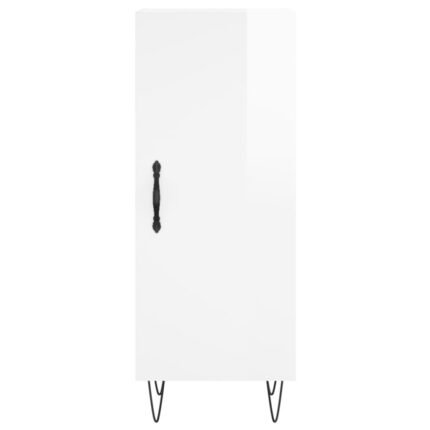 Buffet bahut commode armoire meuble de rangement organisateur cuisine salle de séjour salon brillant 34,5 x 34 x 90 cm bois d'ingénierie blanc 02_0030590