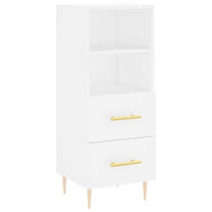 Buffet bahut commode armoire meuble de rangement organisateur cuisine salle de séjour salon 34,5 x 34 x 90 cm bois d'ingénierie blanc 02_0030257