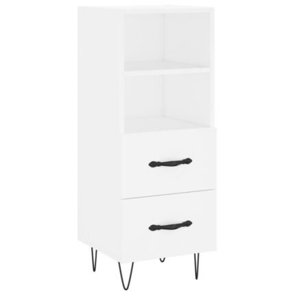 Buffet bahut commode armoire meuble de rangement organisateur cuisine salle de séjour salon 34,5 x 34 x 90 cm bois d'ingénierie blanc 02_0030270