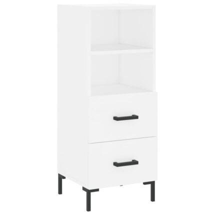 Buffet bahut commode armoire meuble de rangement organisateur cuisine salle de séjour salon 34,5 x 34 x 90 cm bois d'ingénierie blanc 02_0030279