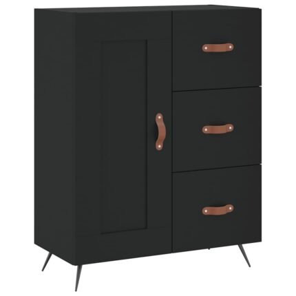 Buffet bahut commode armoire meuble de rangement organisateur cuisine salle de séjour salon 69,5 x 34 x 90 cm bois d'ingénierie noir 02_0036062
