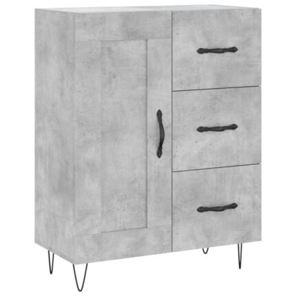 Buffet bahut commode armoire meuble de rangement organisateur cuisine salle de séjour salon 69,5 x 34 x 90 cm bois d'ingénierie gris 02_0032013