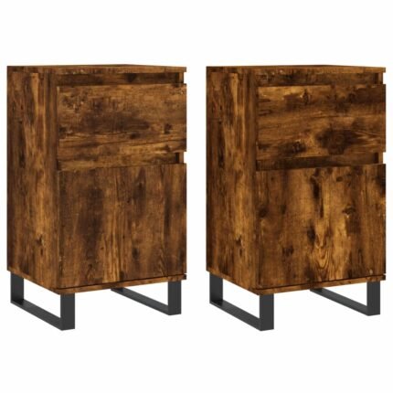 Buffet bahut commode armoire meuble de rangement organisateur cuisine salle de séjour salons lot de 2 40 x 35 x 70 cm bois d'ingénierie marron 02_0036726
