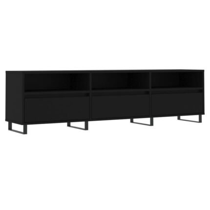 Meuble TV multimédia étagère télévision buffet téléviseur salle à manger salon chambre 150 x 30 x 44,5 cm bois d'ingénierie noir 02_0025979
