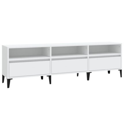 Meuble TV multimédia étagère télévision buffet téléviseur salle à manger salon chambre 150 x 30 x 44,5 cm bois d'ingénierie blanc 02_0025968