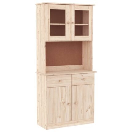 Buffet bahut commode armoire meuble de rangement organisateur cuisine salle de séjour salon 77 x 35 x 165 cm bois massif de pin marron 02_0029671