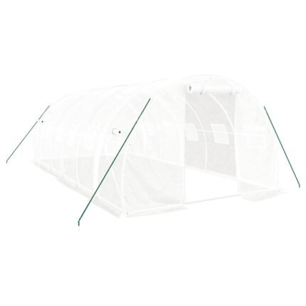 Serre tente abri plante fleur légumes avec cadre en acier 18 m² 6 x 3 x 2 m blanc 02_0044553
