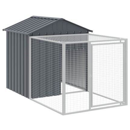 Poulailler enclos cage poules avec cour 117 x 201 x 123 cm acier galvanisé anthracite 02_0043946