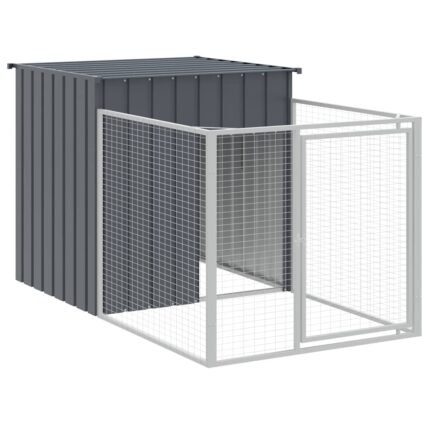 Niche pour chien avec cour 110 x 201 x 110 cm anthracite 02_0043464