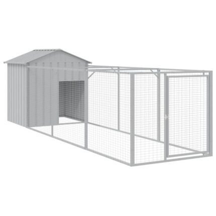 Niche pour chien avec toit clair acier galvanisé gris 02_0043525