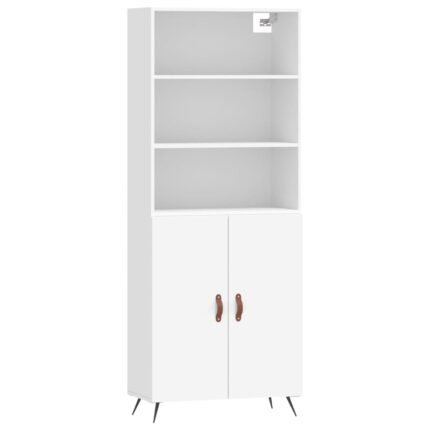 Buffet bahut commode armoire meuble de rangement organisateur cuisine salle de séjour salon haut 69,5 x 34 x 180 cm bois d'ingénierie blanc 02_0032675