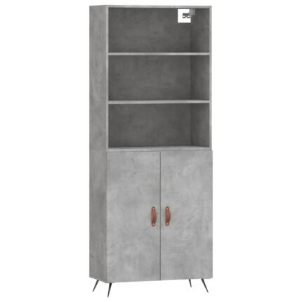 Buffet bahut commode armoire meuble de rangement organisateur cuisine salle de séjour salon haut 69,5 x 34 x 180 cm bois d'ingénierie gris 02_0034520