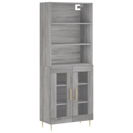 Buffet bahut commode armoire meuble de rangement organisateur cuisine salle de séjour salon haut sonoma 69,5 x 34 x 180 cm bois d'ingénierie gris 02_0035557