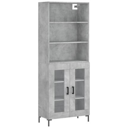 Buffet bahut commode armoire meuble de rangement organisateur cuisine salle de séjour salon haut 69,5 x 34 x 180 cm bois d'ingénierie gris 02_0034568