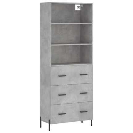 Buffet bahut commode armoire meuble de rangement organisateur cuisine salle de séjour salon haut 69,5 x 34 x 180 cm bois d'ingénierie gris 02_0034618