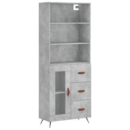Buffet bahut commode armoire meuble de rangement organisateur cuisine salle de séjour salon haut 69,5 x 34 x 180 cm bois d'ingénierie gris 02_0034615