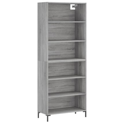 Buffet bahut commode armoire meuble de rangement organisateur cuisine salle de séjour salon sonoma 69,5 x 32,5 x 180 cm bois d'ingénierie gris 02_0036424