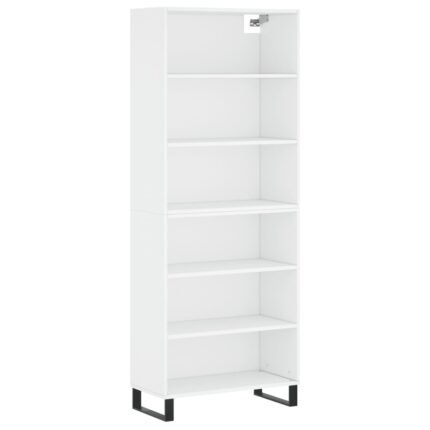 Buffet bahut commode armoire meuble de rangement organisateur cuisine salle de séjour salon 69,5 x 32,5 x 180 cm bois d'ingénierie blanc 02_0030399