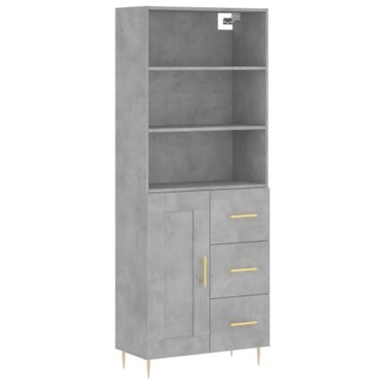 Buffet bahut commode armoire meuble de rangement organisateur cuisine salle de séjour salon haut 69,5 x 34 x 180 cm bois d'ingénierie gris 02_0034614