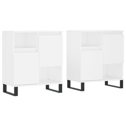 Buffet bahut commode armoire meuble de rangement organisateur cuisine salle de séjour salons lot de 2 bois d'ingénierie blanc 02_0036695