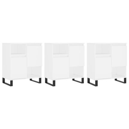 Buffet bahut commode armoire meuble de rangement organisateur cuisine salle de séjour salons 3 pcs bois d'ingénierie blanc 02_0036999