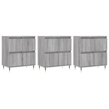 Buffet bahut commode armoire meuble de rangement organisateur cuisine salle de séjour salons 3 pcs sonoma bois d'ingénierie gris 02_0037176