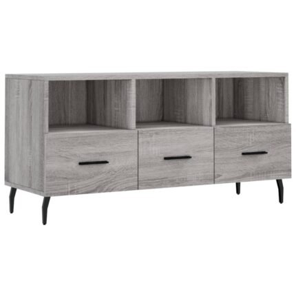 Meuble TV multimédia étagère télévision buffet téléviseur salle à manger salon chambre sonoma 102 x 36 x 50 cm bois d'ingénierie gris 02_0028363