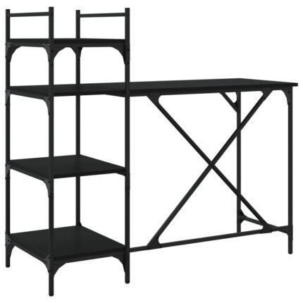 Bureau table poste de travail meuble d'ordinateur informatique étude d'ordinateur avec étagères 120 x 47 x 109 cm noir 02_0023707