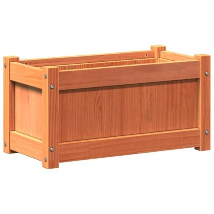 Jardinière bac lit surélevé plantes fleurs terrasse jardin cire 60 x 31 x 31 cm bois de pin massif marron 02_0038467