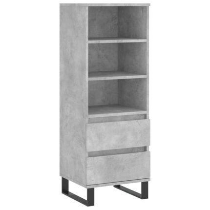 Buffet bahut commode armoire meuble de rangement organisateur cuisine salle de séjour salon haut 40 x 36 x 110 cm bois d'ingénierie gris 02_0034432