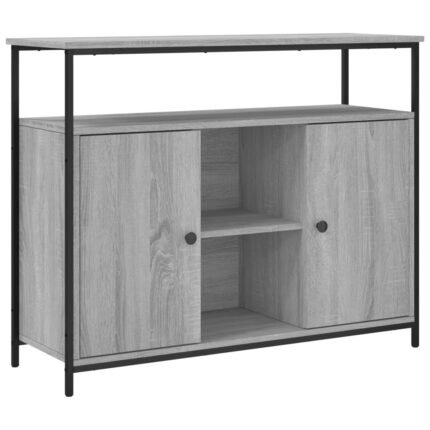 Buffet bahut commode armoire meuble de rangement organisateur cuisine salle de séjour salon sonoma 100 x 35 x 80 cm bois d'ingénierie gris 02_0036252