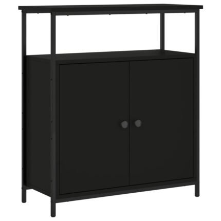 Buffet bahut commode armoire meuble de rangement organisateur cuisine salle de séjour salon 70 x 30 x 80 cm bois d'ingénierie noir 02_0036096