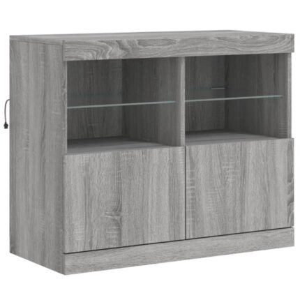 Buffet bahut commode armoire meuble de rangement organisateur cuisine salle de séjour salon avec lumières LED sonoma 81 x 37 x 67 cm gris 02_0030084