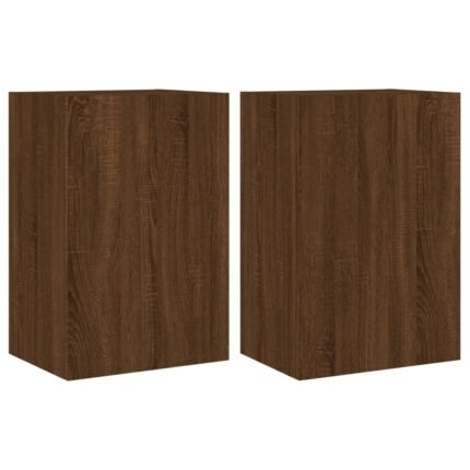 Meubles TV muraux multimédia étagère télévision buffet téléviseur salle à manger salon chambre 2 pièces chêne 40,5 x 30 x 60 cm brun 02_0028970