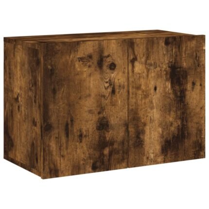 Meuble TV multimédia étagère télévision buffet téléviseur salle à manger salon chambre mural chêne fumé 60 x 30 x 41 cm brun 02_0028137